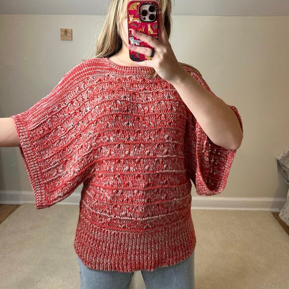 BCBG Maxazria: Red and Tab Marled Knit Sweater - Picture 1 of 6